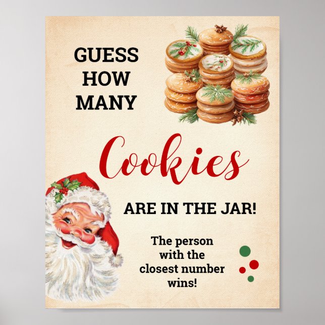 Gissa hur många Cookies Santa Game-skylt Poster (Framsidan)