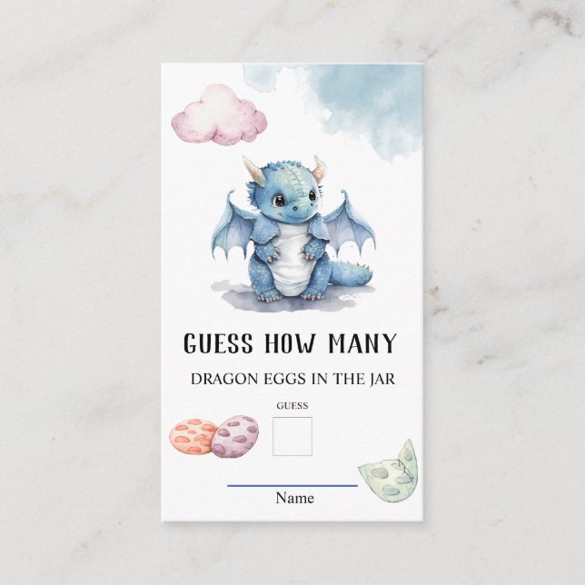 Gissa hur många dragon Ägg, babyskor, spel Tilläggskort (Framsida)