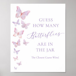Gissa hur många fjärilar på baby shower för fjäril poster