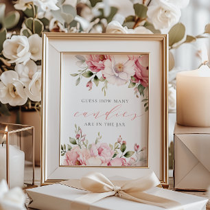 Gissa hur många godisar Rosa Baby Shower Skylt