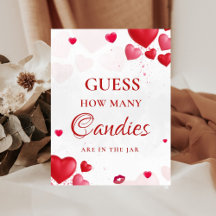 Gissa hur många godisvalentin Bröllopsduschskylt