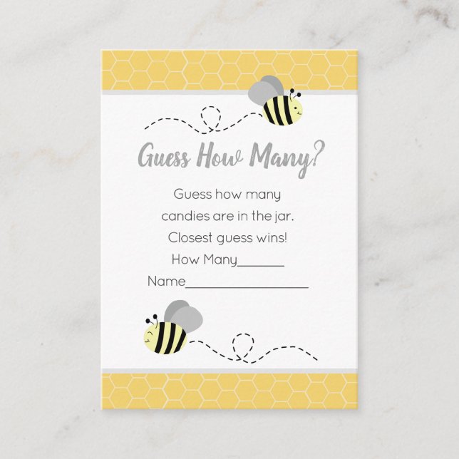 Gissa hur många Grått Humla Baby Shower-spel som s Tilläggskort (Framsida)
