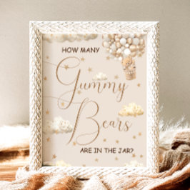 Gissa hur många gummibjörnar Baby Shower-lek Poster