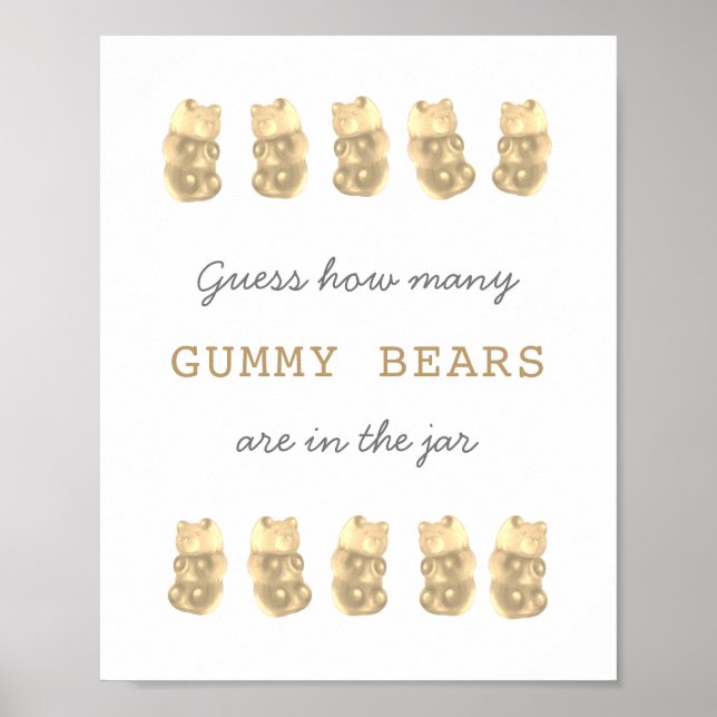 Gissa hur många Gummy Bears Champagne-spelskylten Poster (Framsidan)