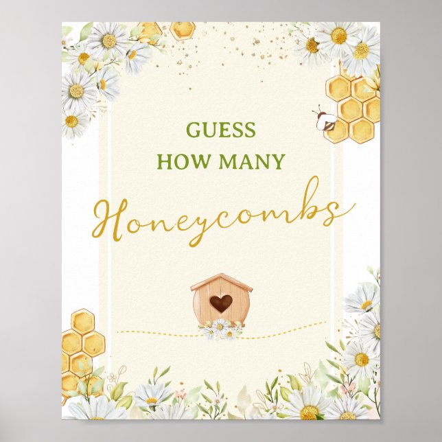 Gissa hur många honeycombi Bumblebee Baby Shower Poster (Framsidan)