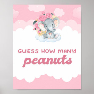 Gissa hur många jordnötter Rosa Elephant Baby Show Poster