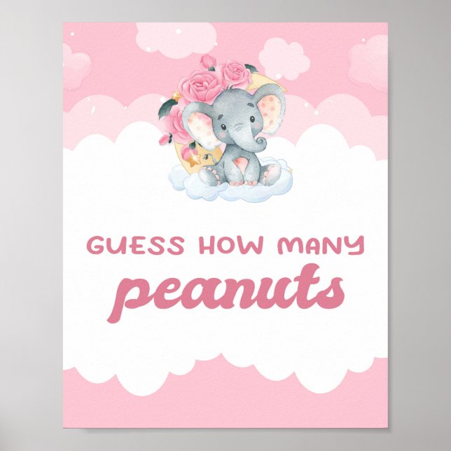 Gissa hur många jordnötter Rosa Elephant Baby Show Poster (Framsidan)