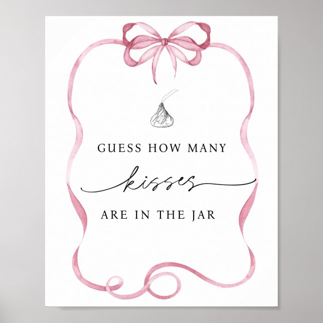 Gissa hur många Kisses är i Burk Rosa Bow Poster (Framsidan)