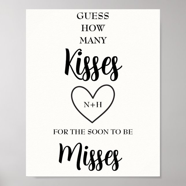 Gissa hur många Kisses Bröllopsdusch spel Poster (Framsidan)