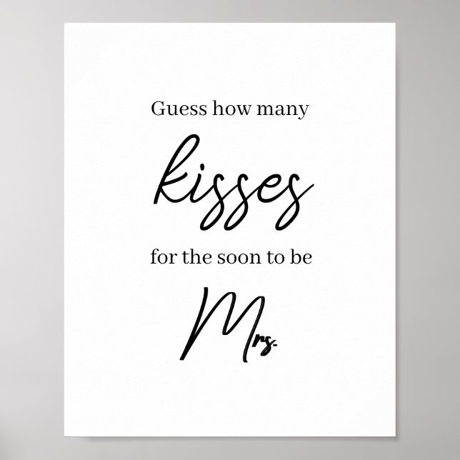 Gissa hur många Kisses för den blivande mrs. Poster (Framsidan)