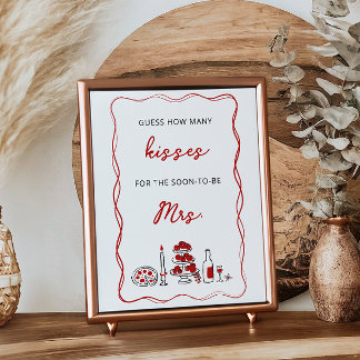 Gissa hur många Kisses italiensk röd Möhippa Poster