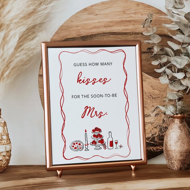 Gissa hur många Kisses italiensk röd Möhippa Poster (Skapare uppladdad)