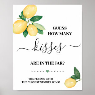 Gissa hur många Kisses Lemons Shower Game Sign Poster