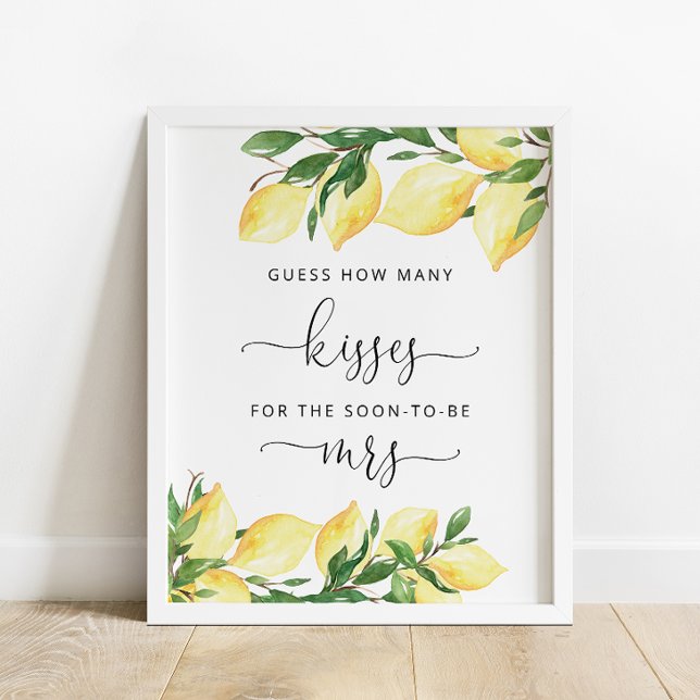 Gissa hur många Kisses Lemons Shower Game Sign Poster (Skapare uppladdad)