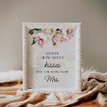 Gissa hur många Kisses Möhippa-spel som Poster<br><div class="desc">Gissa hur många Kisses-Möhippans spelskylt. Designad i Eleganten Mjuk  Rosa och White Peony och Ro. Matchande objekt i vår butik Cava Party-design.</div>