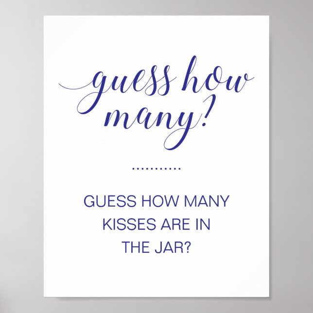 Gissa hur många Kisses Navy Blue Möhippa Game Poster (Framsidan)