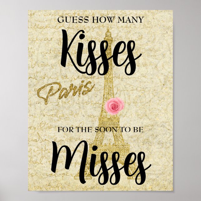 Gissa hur många Kisses Paris Bridal Shower-spel Poster (Framsidan)