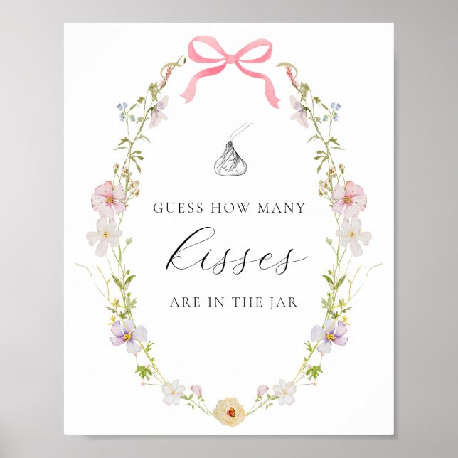Gissa hur många Kisses Shower Game Wildblomma Bow Poster (Framsidan)