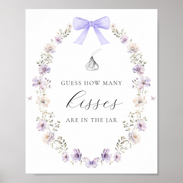 Gissa hur många Kisses Shower Game Wildblomma Bow Poster (Framsidan)