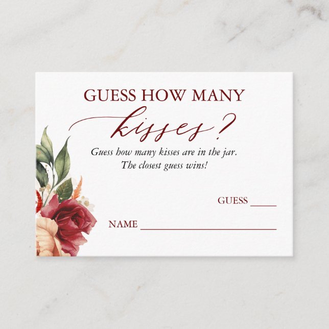 Gissa hur många Kisses-spel som faller under Blomm Tilläggskort (Framsida)