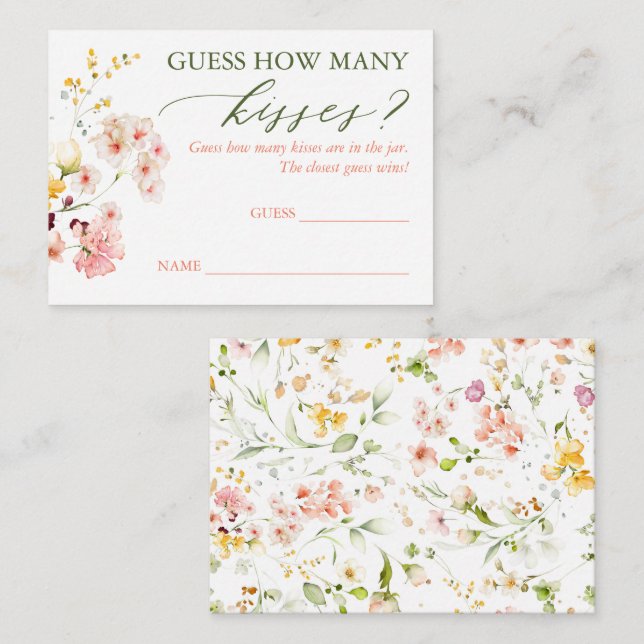 Gissa hur många Kisses-spelkort - jodblommor Tilläggskort (Fram/baksida)