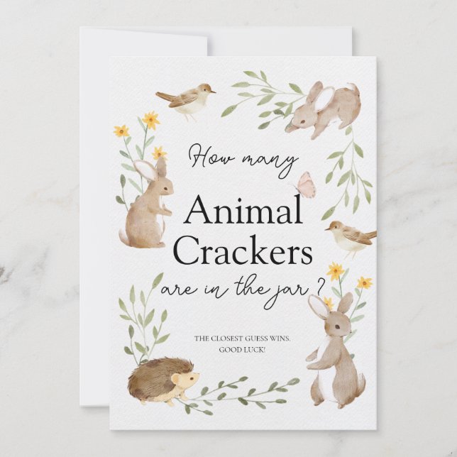 Gissa hur många knäckeskorten Woodland Baby Shower Inbjudningar (Framsida)