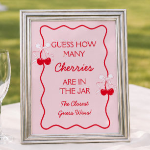 Gissa Hur Många Körsbär Baby Shower Spel Poster