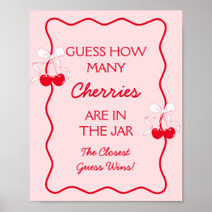 Gissa Hur Många Körsbär Baby Shower Spel Poster