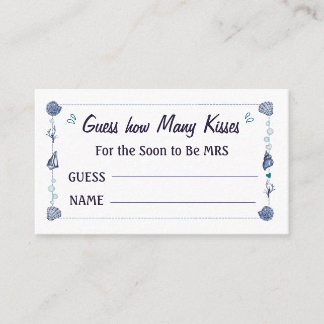Gissa hur många kyssar Bröllopsduschen Watercolor Tilläggskort (Framsida)