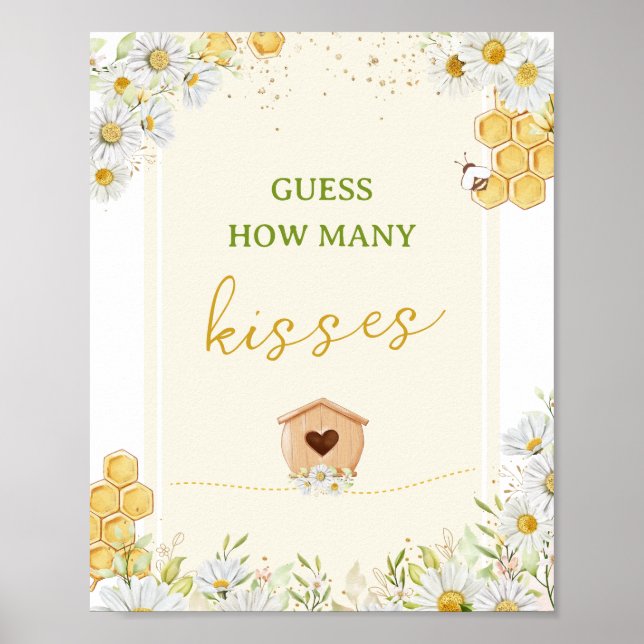 Gissa hur många kyssar Bumblebee Honey Baby Shower Poster (Framsidan)