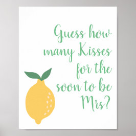 Gissa Hur Många Kyssar Gul Citron Bröllopsfest Poster