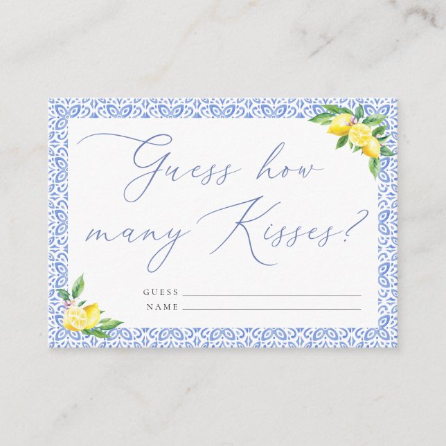 Gissa hur många kyssar Lemon Blue Tile Positano Tilläggskort (Framsida)