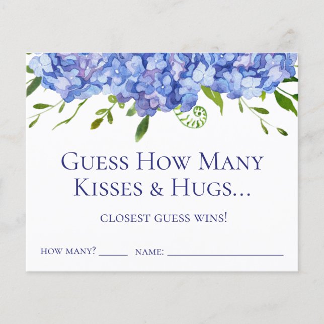 Gissa hur många kyssar och kramar blå hydrangeor (Framsida)