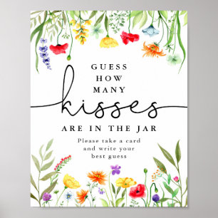 Gissa hur många kyssar spel Färgstarka vilda blomm Poster