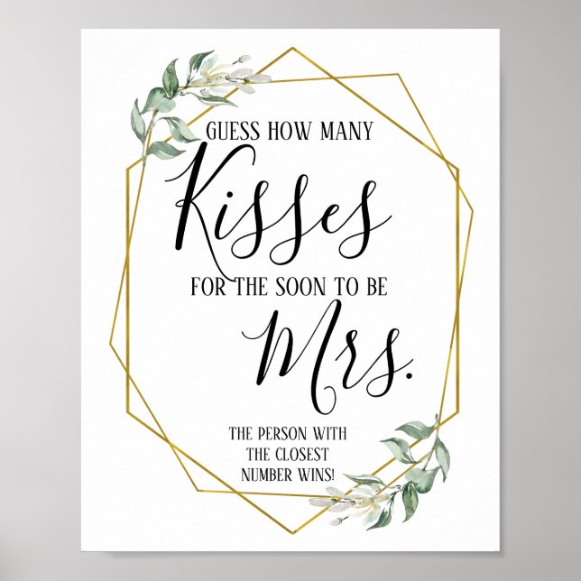 Gissa hur många kyssar till snart fru skylt (Framsidan)