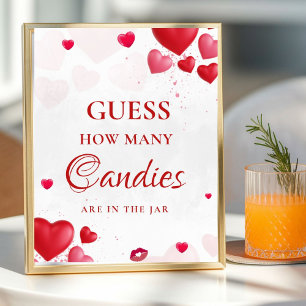 Gissa hur många kyssar valentine Bröllopsdusch sky Poster