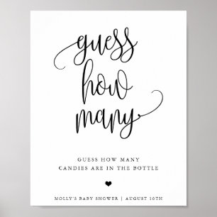 Gissa Hur Många Minimalistisk Kalligrafi Spel Disp Poster