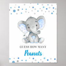 Gissa hur många peanuts Blue Elephant Baby Shower