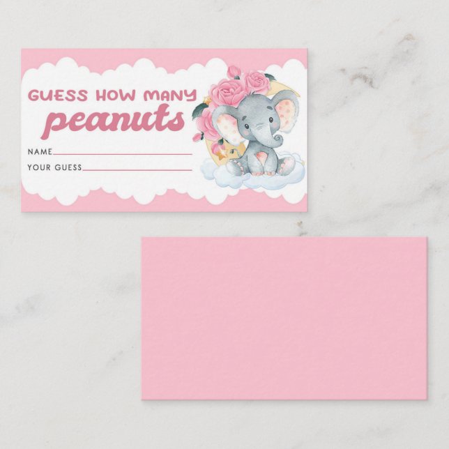 Gissa hur många peanuts Card Elephant Baby Shower Tilläggskort (Fram/baksida)