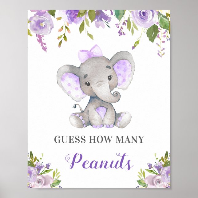 Gissa hur många peanuts-elefant-babyskor som spela poster (Framsidan)