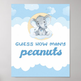 Gissa hur många peanuts Elephant Boy Shower Poster