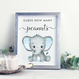 Gissa hur många peanuts Elephant Pojke Shower Poster