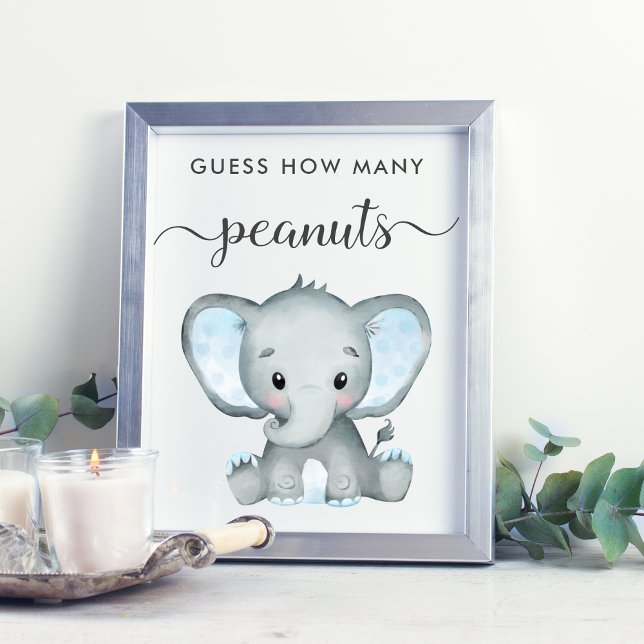 Gissa hur många peanuts Elephant Pojke Shower Poster (Skapare uppladdad)