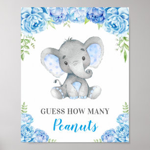 Gissa hur många peanuts Elephant Pojke Shower Poster