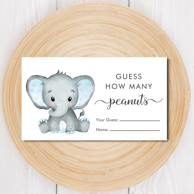Gissa hur många peanuts Elephant Pojke Shower Tilläggskort (Skapare uppladdad)