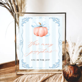 Gissa hur många Pumpkins Blue Bow Poster