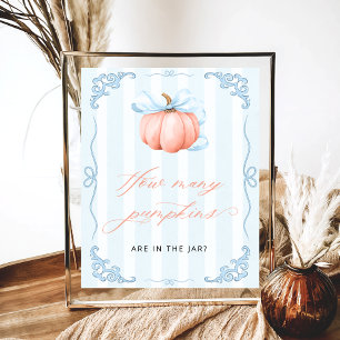Gissa hur många Pumpkins Blue Bow Poster