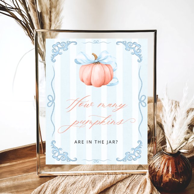 Gissa hur många Pumpkins Blue Bow Poster (Skapare uppladdad)