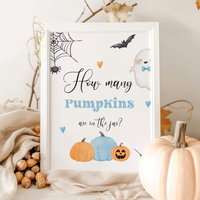 Gissa hur många pumpor blå Boo Poster (Skapare uppladdad)