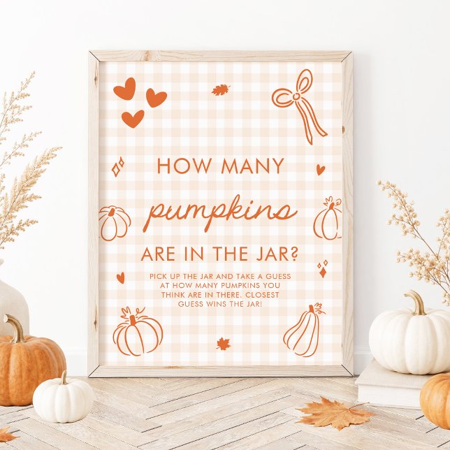 Gissa hur många pumpor spel poster (Fall A Little Pumpkin Guess How Many Pumpkins Game Sign)